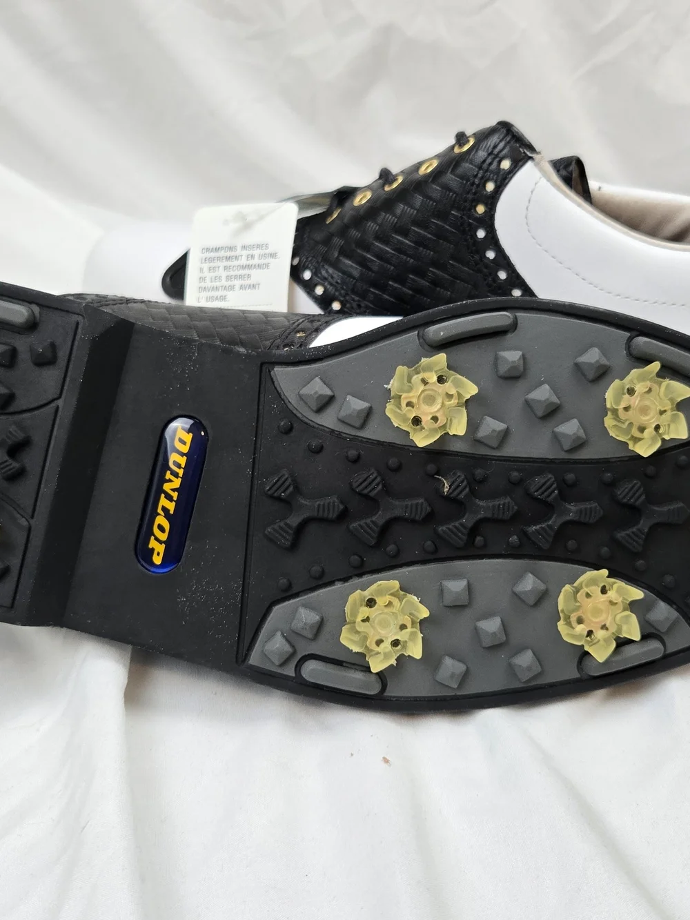 Dunlop M7900CK Men's Golf Shoes Black White Saddle Spikes NWT Size 12